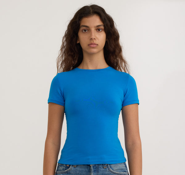 organic basics Flex Tee Azure Blue