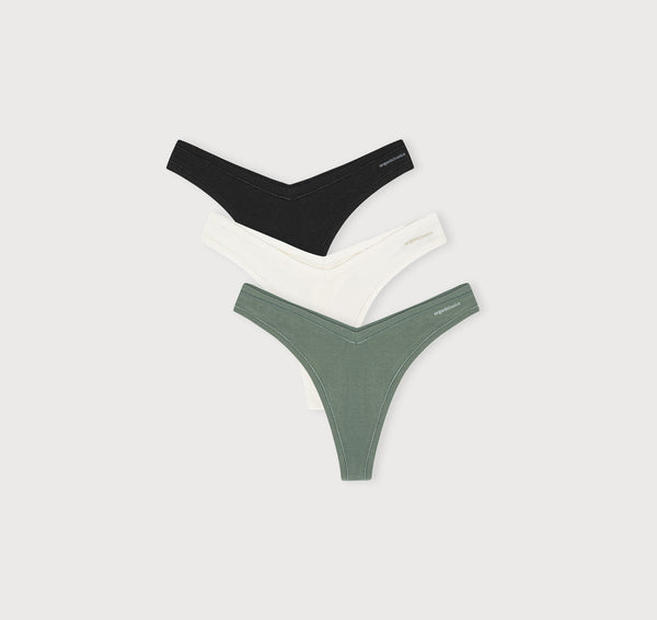 organic basics Flex Thong 3-pack Black
