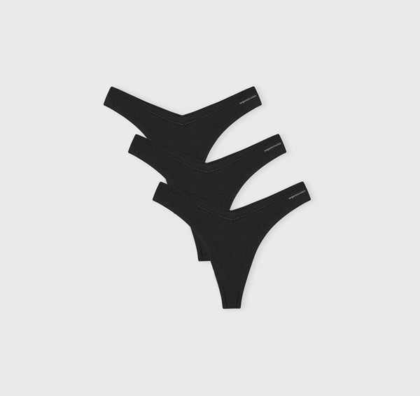 organic basics Flex Thong 3-pack Black