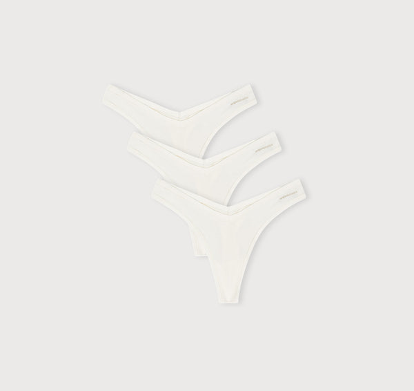 organic basics Flex Thong 3-pack Off White