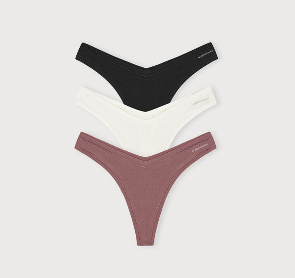 organic basics Flex Thong 3-pack Off White