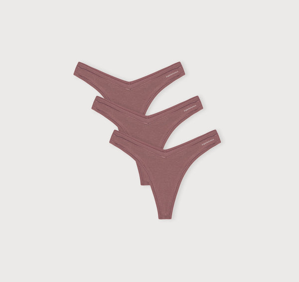 organic basics Flex Thong 3-pack Rose Wood