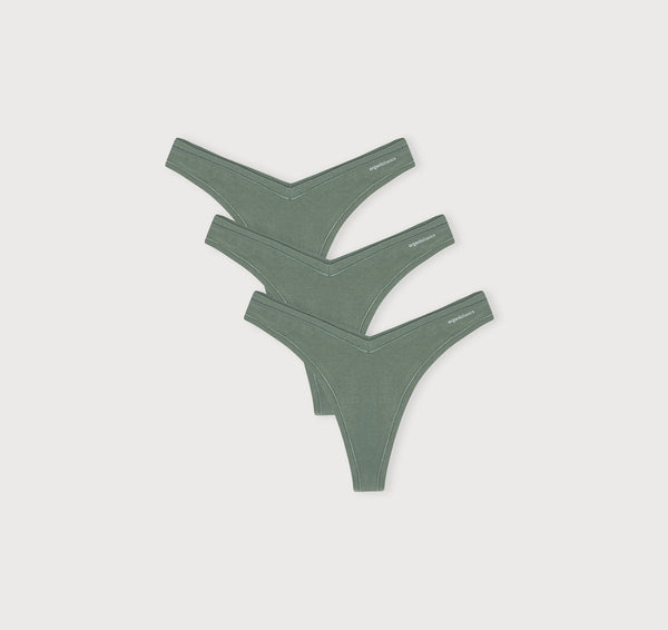 organic basics Flex Thong 3-pack Seaweed