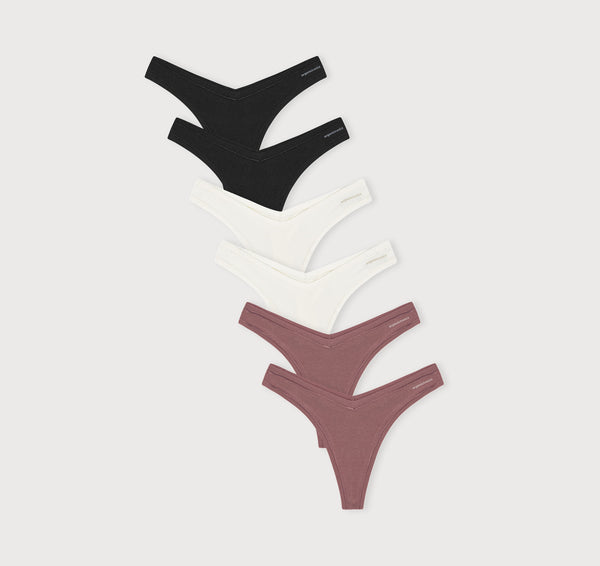 organic basics Flex Thong 6-pack Off White