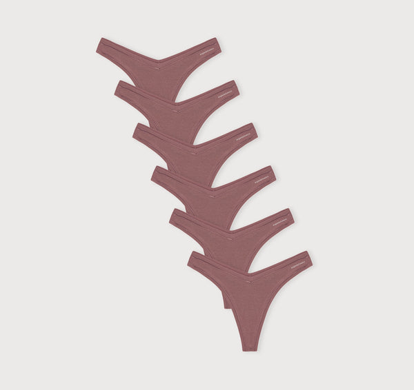 organic basics Flex Thong 6-pack Rose Wood