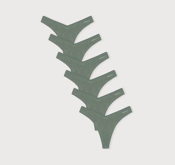 organic basics Flex Thong 6-pack Seaweed