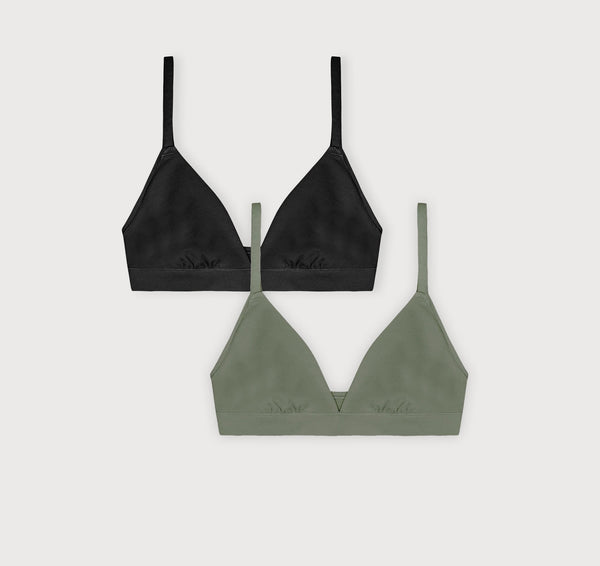 organic basics Flex Triangle Bralette 2-Pack Black