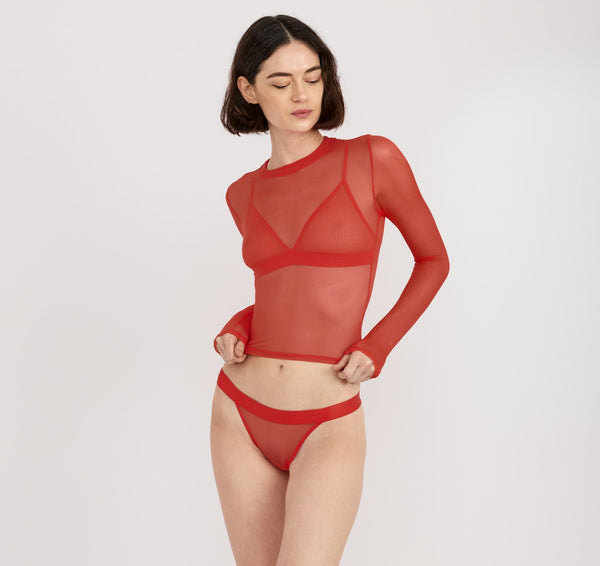 organic basics Mesh Long Sleeve Tee Spicy