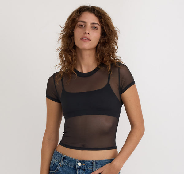 organic basics Mesh Tee Black