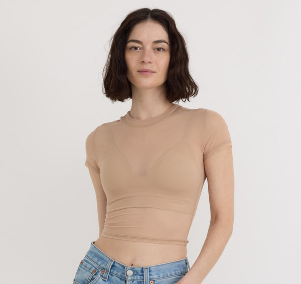 organic basics Mesh Tee Hazelnut