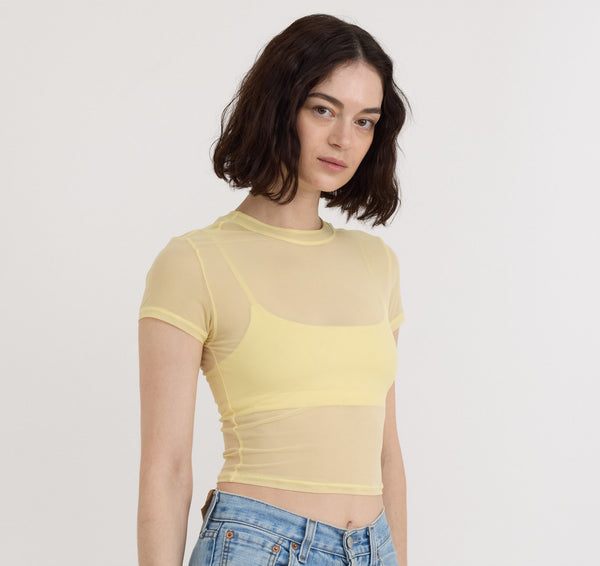 organic basics Mesh Tee Light Lemon