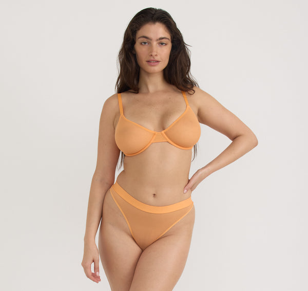 organic basics Mesh Thong Papaya