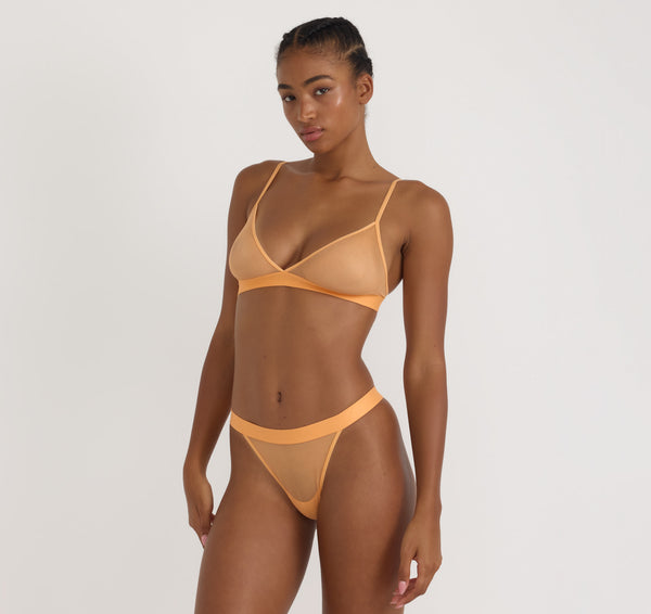 Organic Basics Mesh Triangle Bralette Papaya