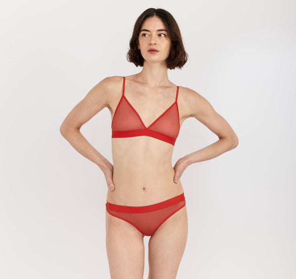 organic basics Mesh Triangle Bralette Spicy