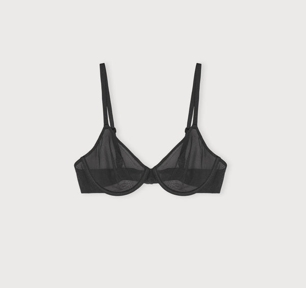 Organic Basics Mesh Unlined Demi Bra Black