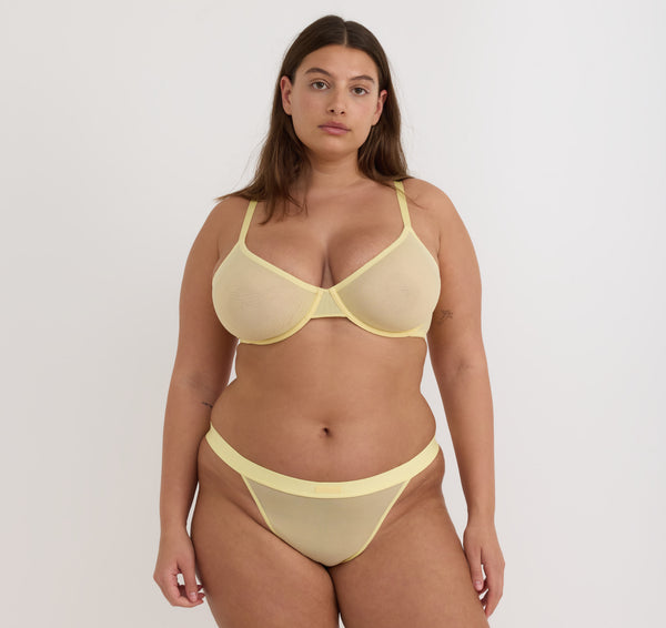 Organic Basics Mesh Unlined Demi Bra Light Lemon