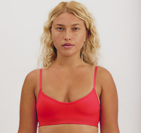 organic basics Naked Rib Bralette Strawberry