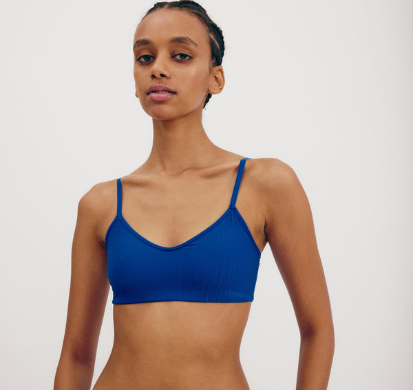 Organic Basics Naked Rib Bralette Vibrant Blue