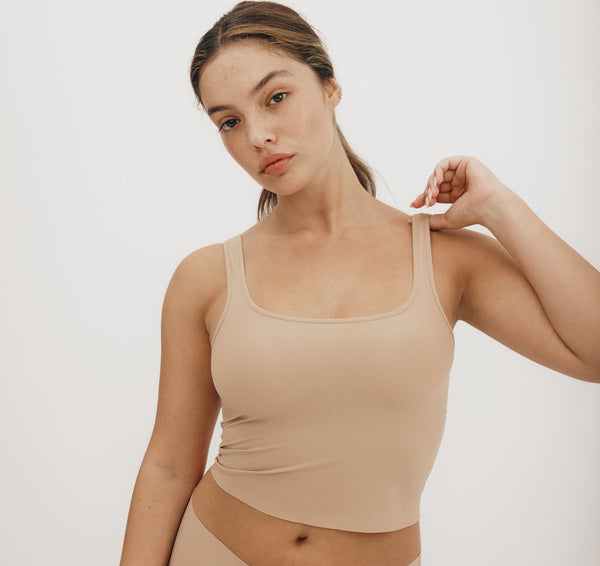 organic basics Naked Rib Tank Top Hazelnut