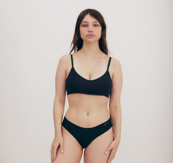 Organic Basics Naked Rib Thong Black