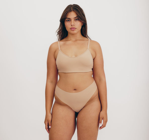 organic basics Naked Rib Thong Hazelnut