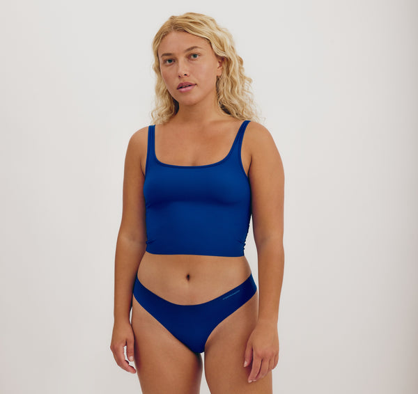 organic basics Naked Rib Thong Vibrant Blue