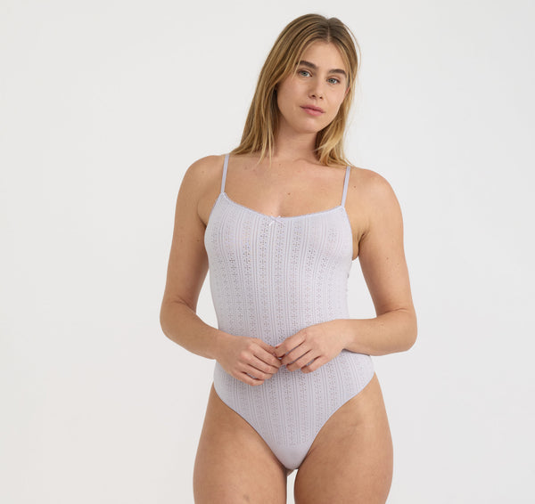 organic basics Pointelle Bodysuit Soft Lilac