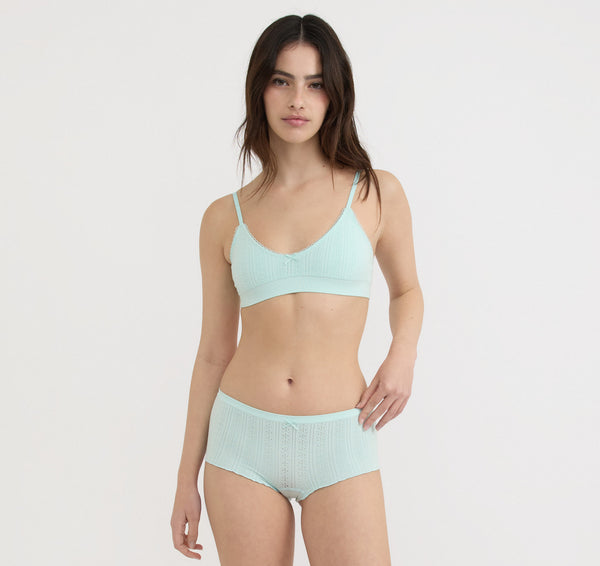 organic basics Pointelle Bralette Soft Blue