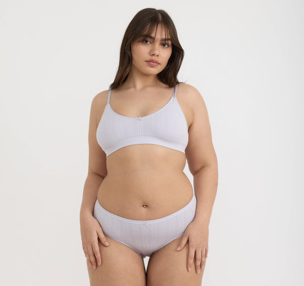 organic basics Pointelle Bralette Soft Lilac