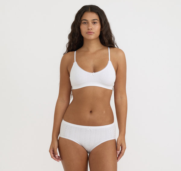 organic basics Pointelle Bralette White