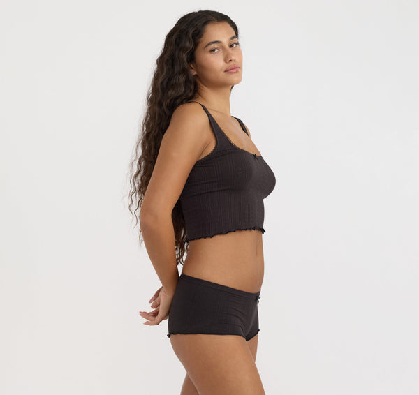 Organic Basics Pointelle Cami Black