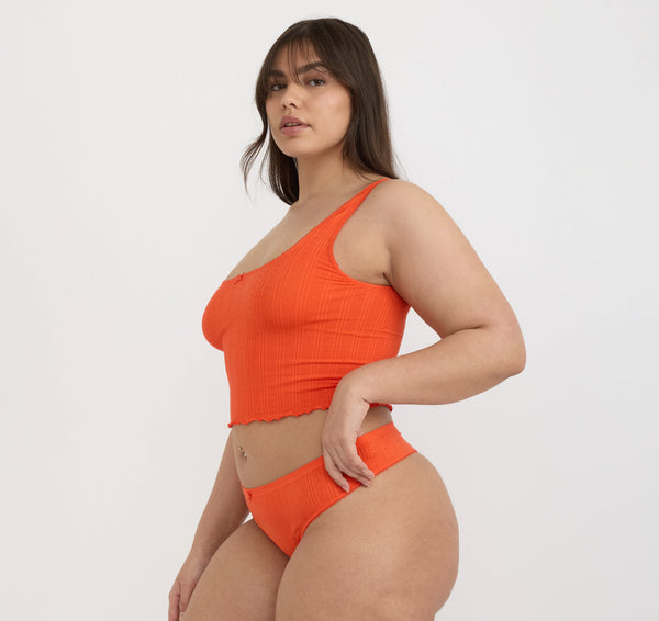 Organic Basics Pointelle Cami Vibrant Red
