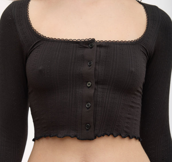 Organic Basics Pointelle Cardigan Black