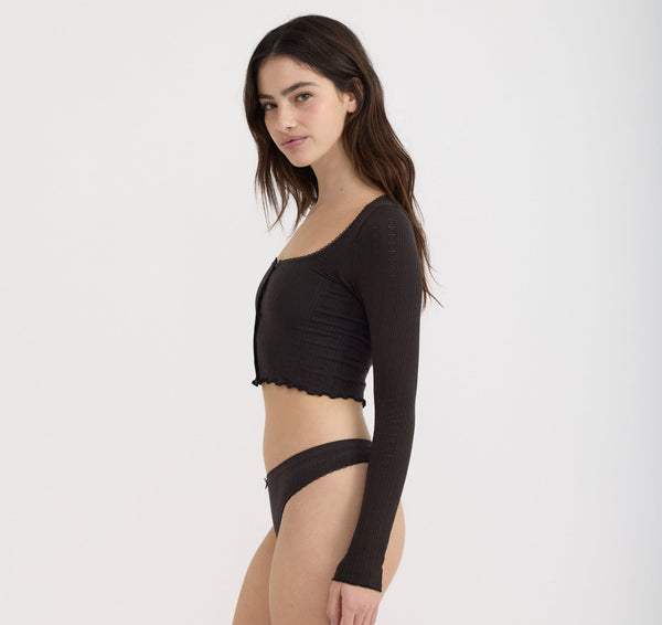 Organic Basics Pointelle Cardigan Black