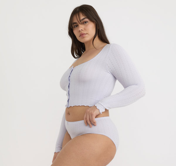 Organic Basics Pointelle Cardigan Soft Lilac