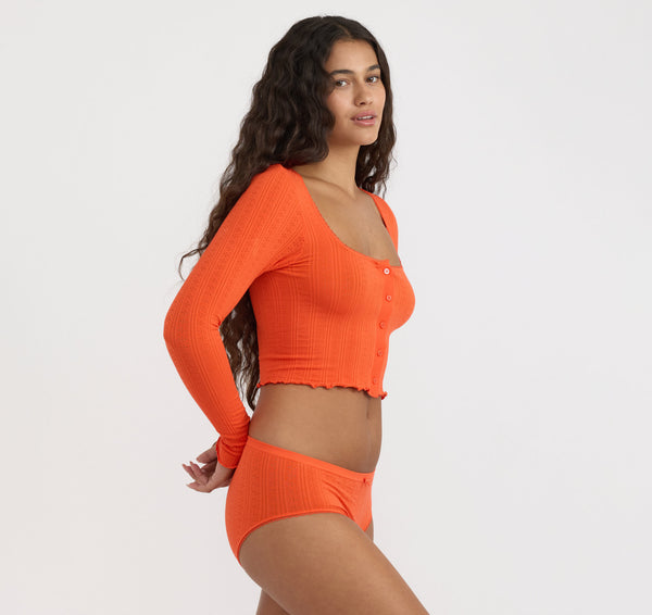 Organic Basics Pointelle Cardigan Vibrant Red