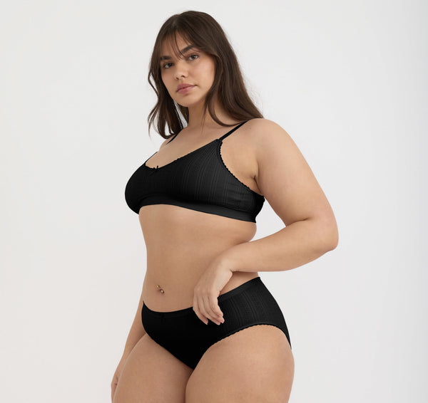 organic basics Pointelle Hipster Black