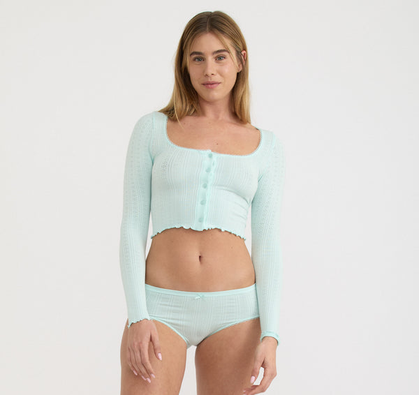 Organic Basics Pointelle Hipster Soft Blue