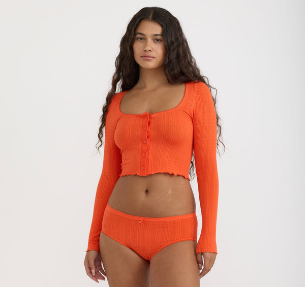 Organic Basics Pointelle Hipster Vibrant Red