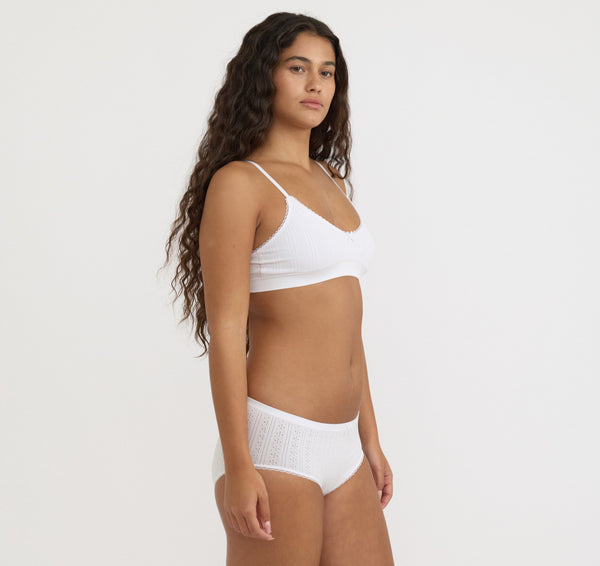 organic basics Pointelle Hipster White