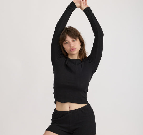 Organic Basics Pointelle Shorts Black