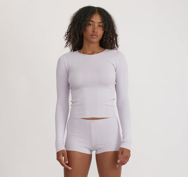 Organic Basics Pointelle Shorts Soft Lilac