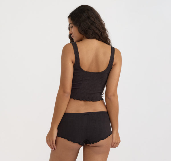 Organic Basics Pointelle Shorty Black