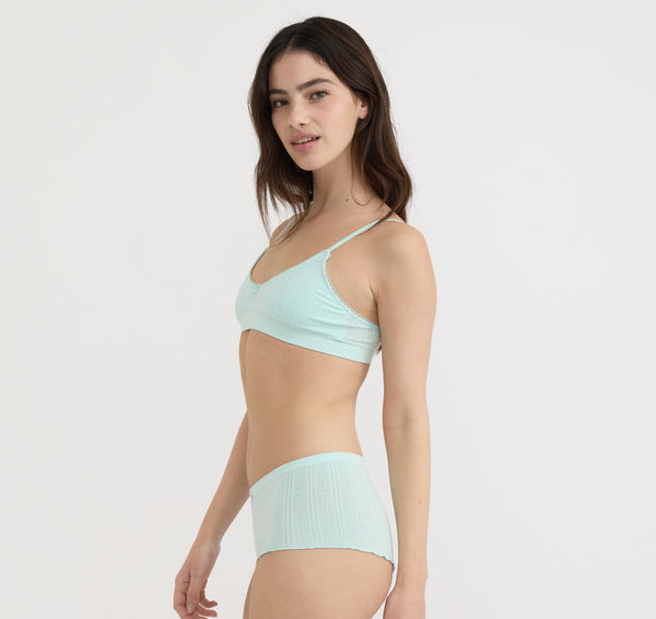 organic basics Pointelle Shorty Soft Blue