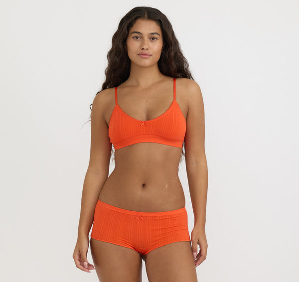 Organic Basics Pointelle Shorty Vibrant Red