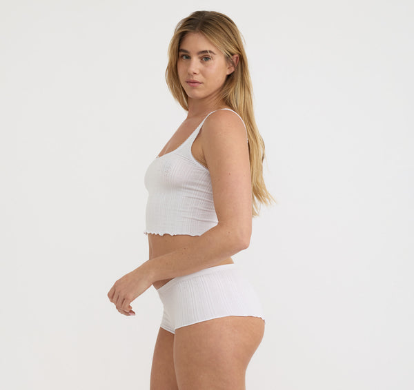 organic basics Pointelle Shorty White
