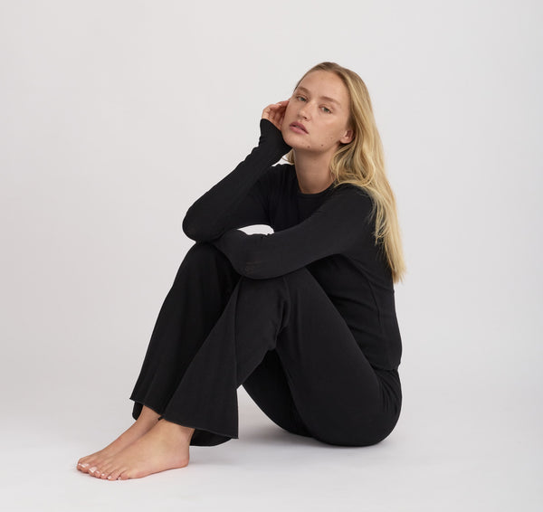 Organic Basics Pointelle Straight Leg Pants Black