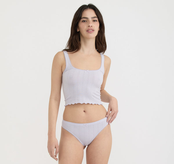 Organic Basics Pointelle Thong Soft Lilac