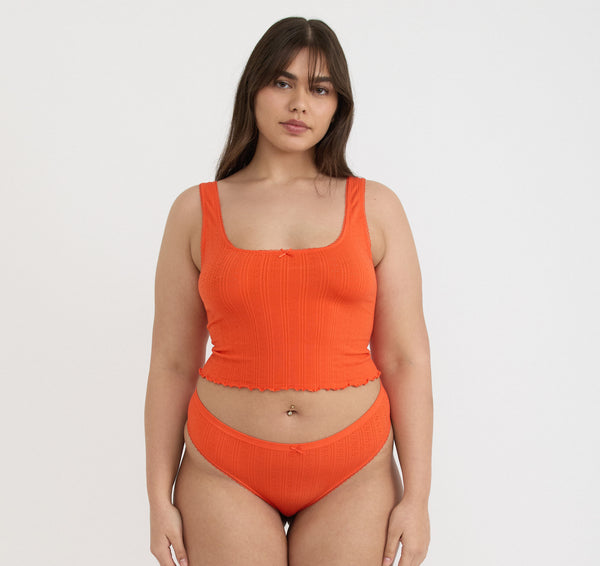 Organic Basics Pointelle Thong Vibrant Red