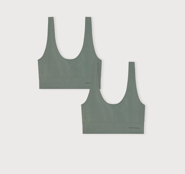 organic basics Smooth Bralette 2-Pack Seaweed